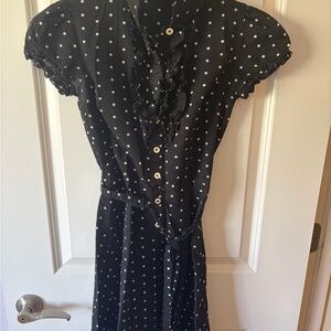 A. Byer Black and White Polka Dot Midi Dress